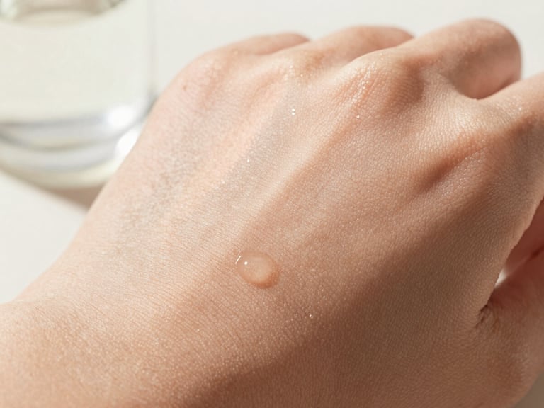 Extreme macro photography of real skin texture with natural morning light, showing fine pores and a dewy, healthy glow, 35mm, shallow depth of field