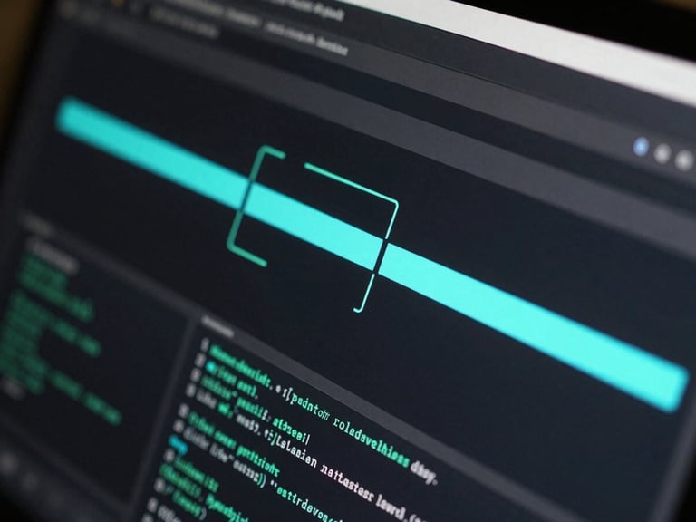 Macro shot of a custom web application UI displaying an active rendering pipeline, glowing cyan progress bars, monospace text logs, dark background with subtle green ambient light.