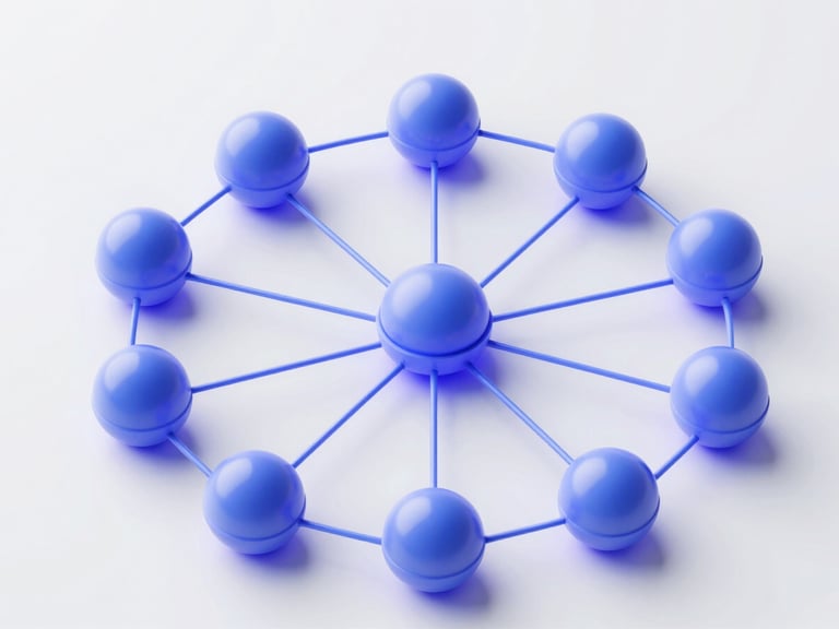 Abstract network diagram showing multi-agent reinforcement learning nodes optimizing supply chain routes, bright studio lighting with violet ambient glow, overhead layout, 50mm lens