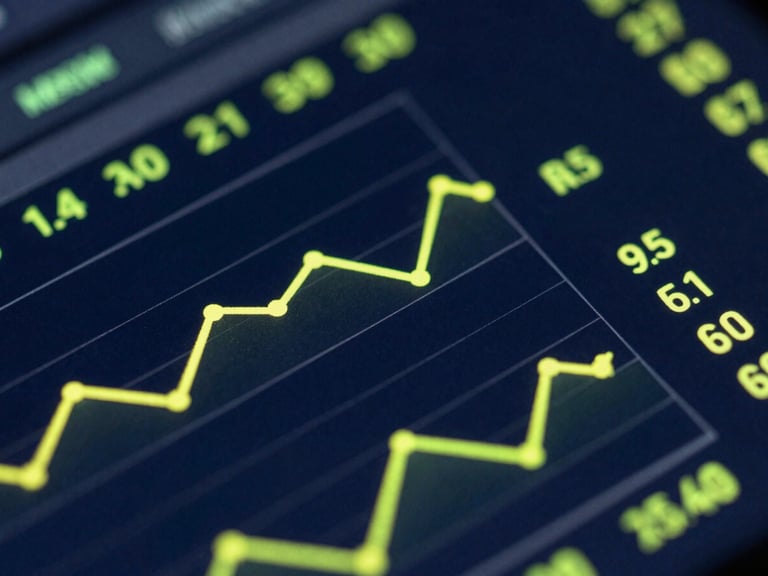 Macro close-up of a digital interface displaying complex data validation graphs, crisp studio lighting, deep navy and vibrant neon accents, high-contrast, sharp focus, 35mm
