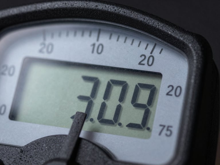 Macro shot of a digital meter's casing, highlighting the durable matte plastic and sealed construction under cool studio light.