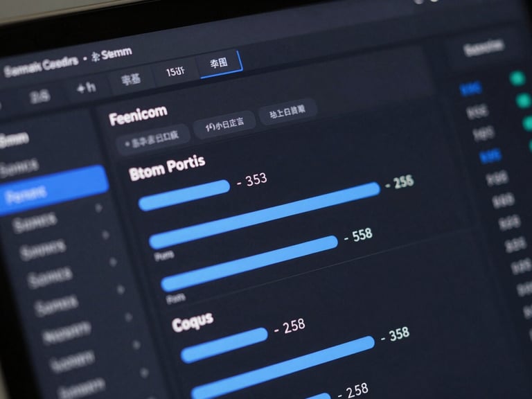 Close-up of a clean dark mode software dashboard displaying system optimization metrics, electric blue accents