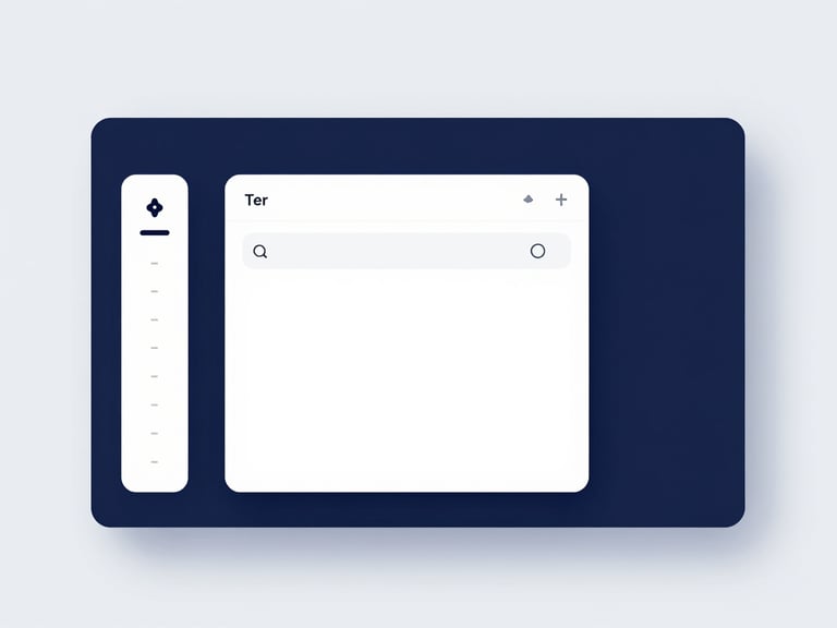 Straight-on minimalist software UI mockup showing a dynamic document tree with drag-and-drop handles, clean corporate navy and white tones, bright clean studio light, sharp focus