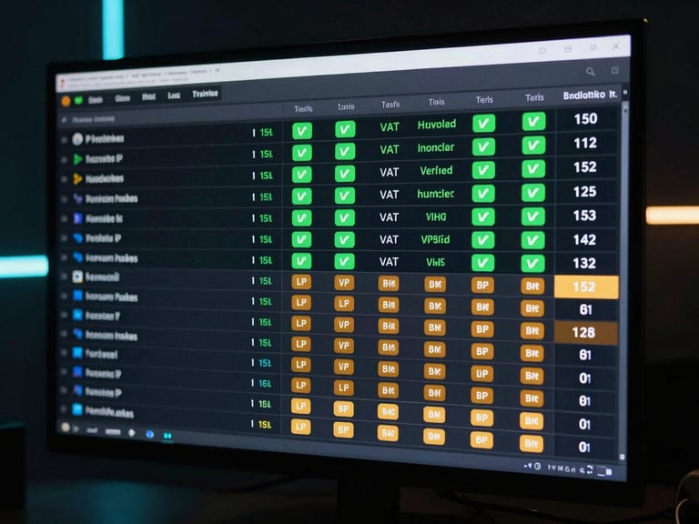 High-fidelity UI screenshot of a real-time traffic log console, showing incoming IP handshakes, green status indicators for verified humans, and amber alerts for blocked automated bot hits, low-key cool studio lighting with neon accents.
