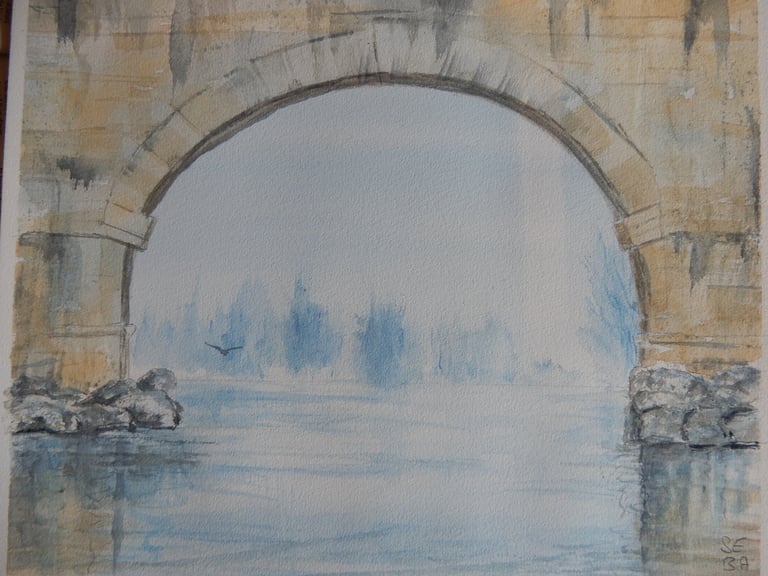 Pont du Gard, aquarelle sur papier 100% coton, 24x30 cm, Sébastien Schoch