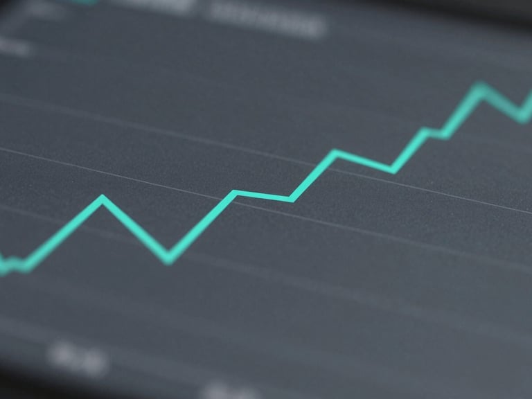 Abstract geometric representation of market depth, clean vector lines, desaturated slate and sharp electric-teal accent.