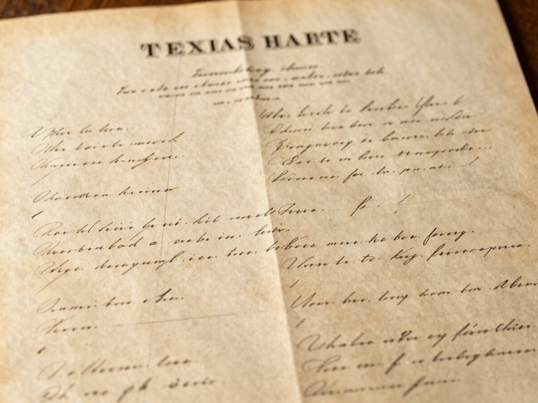 An archival hand-drawn Texas land deed from the early 20th century, showing faded ink and delicate paper texture, shot from a flat-lay angle under soft natural light.