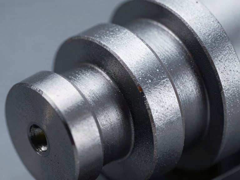 Macro close-up of a high-precision electro-mechanical component under cool-toned industrial studio lighting, showcasing metallic slate textures and sharp contrasts.