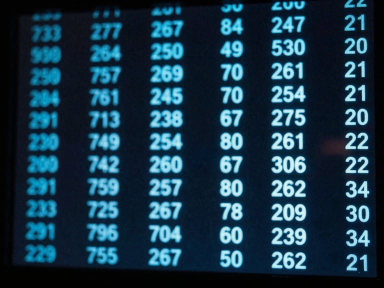 Close-up of a digital screen displaying rapidly changing numbers, abstract representation of random selection, dark background, neon blue glow, high contrast, sharp focus