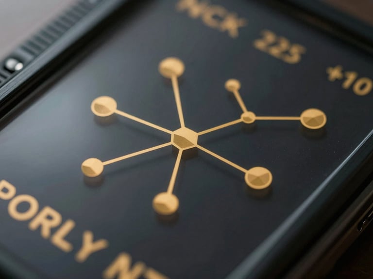 Macro close-up of a dark translucent glass interface displaying clean gold data visualizations and geometric nodes, minimal luxury aesthetic