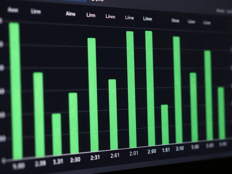 High-contrast technical UI screenshot of Android GPU profiling tools, showing flat green frame-time bars consistently below the sixteen millisecond threshold, dark background, terminal style