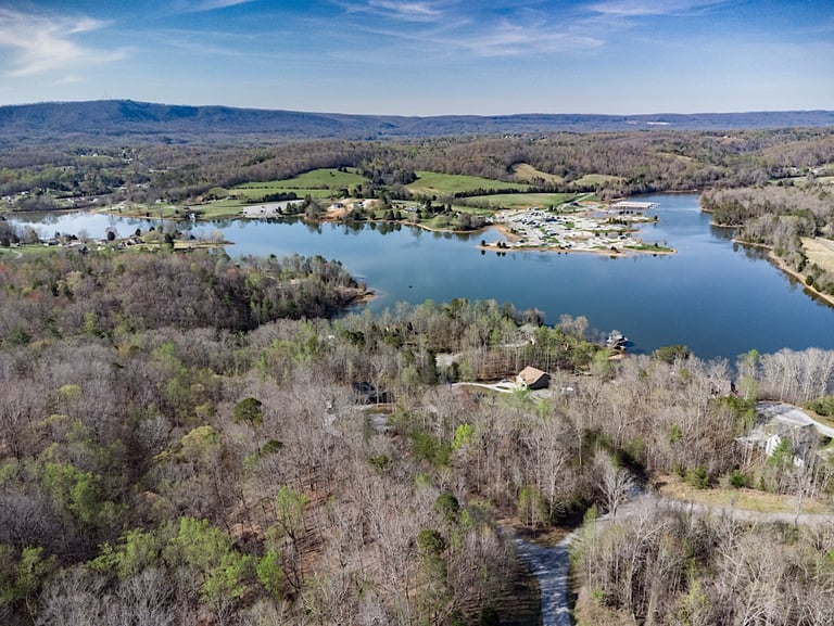 Rockwood, TN lake from drone