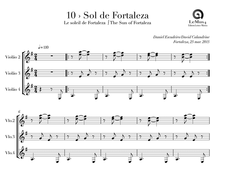 Imagem: parte completa de "Sol de Fortaleza" do livro "violão em letra e música".