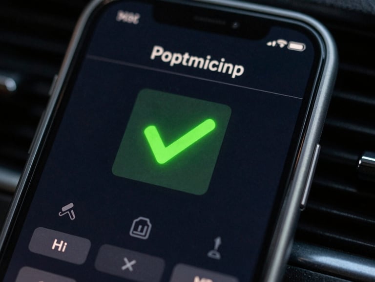 Tight macro shot of a mobile dashboard showing instant deposit confirmation with a neon green success checkmark on a dark mode user interface