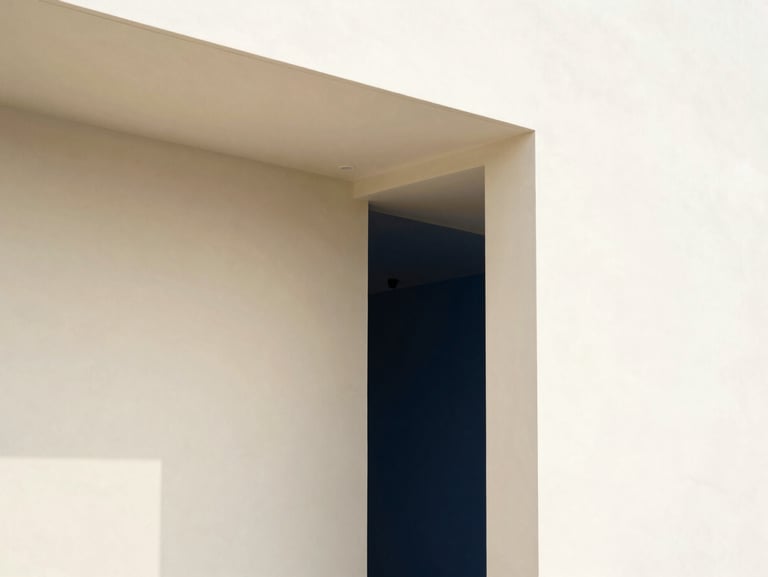 Architectural photograph of a bright modern interior with flawless matte painted walls and clean-cut lines, natural daylight, 35mm lens.