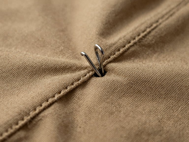 Close-up of double-needle stitching on heavy classic tan cotton canvas, soft natural lighting showing textile texture.