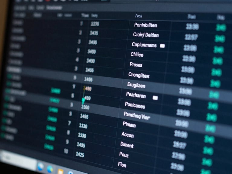 A clean software interface showing data visualization with cool blue reflections, sharp contrast, macro shot