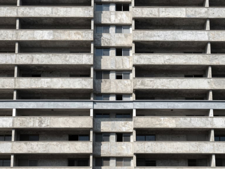 Symmetrical architectural elevation of a concrete and steel residential building in Colonia Juarez, bright natural daylight, 35mm