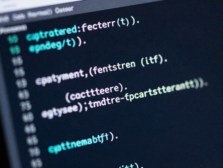 Macro close-up of a dark terminal screen displaying clean Python code execution, sharp cyan accents, low-key ambient lighting