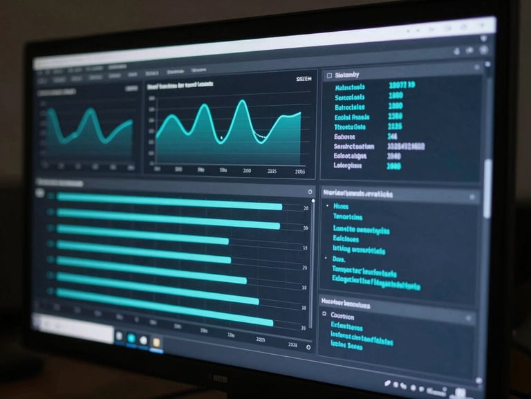 Close-up of a SIEM dashboard displayed on a dark monitor, showing real-time event correlation graphs and alerts in bright cyan, low-key lighting.