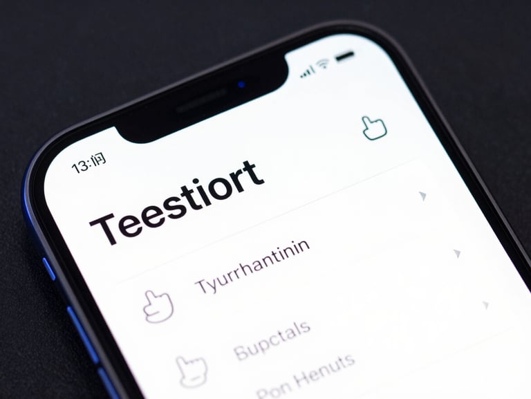 High-fidelity Android mockup of a productivity app, showing a clean task list with high-contrast typography and simple gesture indicators