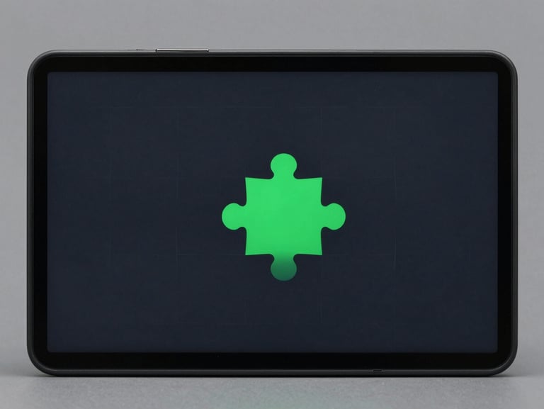 A minimalist dark-mode puzzle game screen on an Android device, clean geometric shapes, vibrant green accents, smooth interface