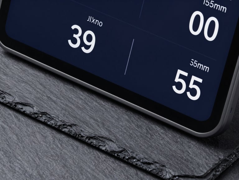 Macro shot of a clean digital dashboard showing call volume metrics, sharp studio lighting, cool slate and deep navy tones, high-end editorial, 35mm