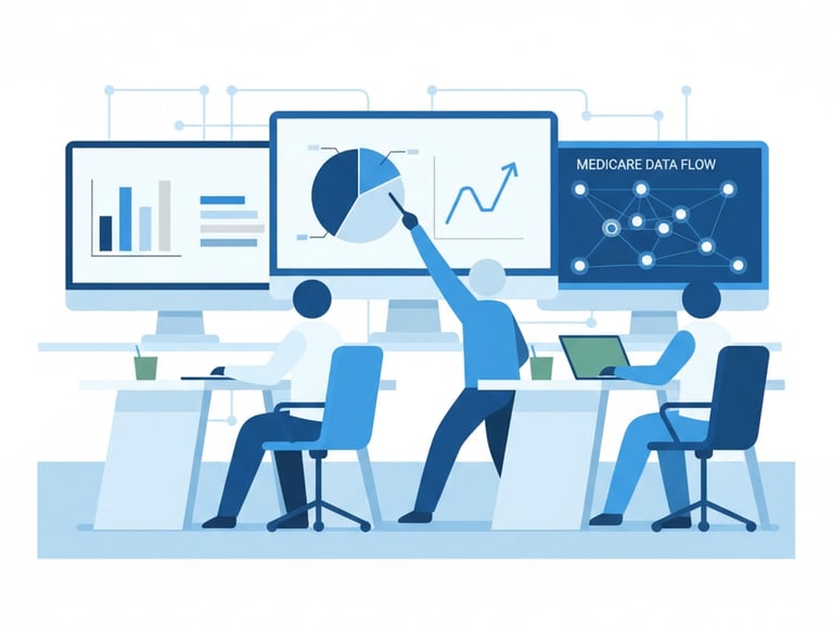 Data analytics dashboard showing Medicare Advantage patient referral patterns by payer