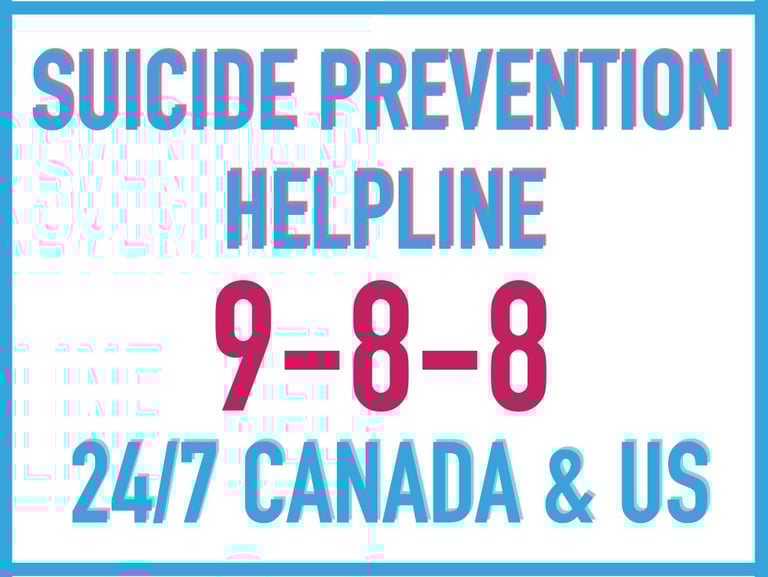 a sign that says suicide prevention and the number 988 to call across North America