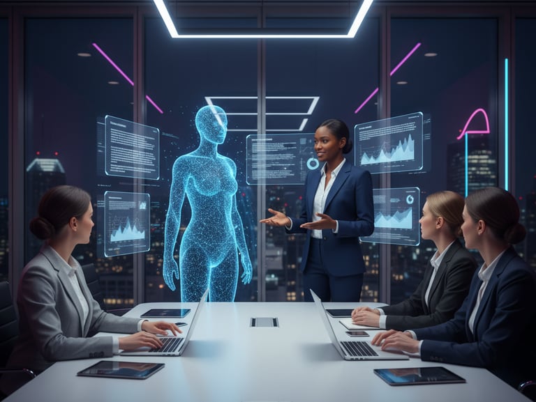 AI software transcribing a business meeting automatically for team members.