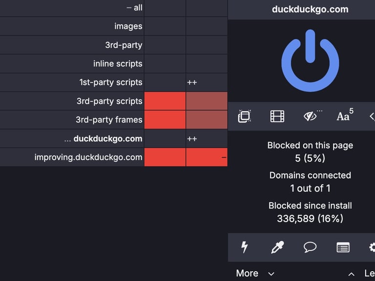 ublock origin showing panel
