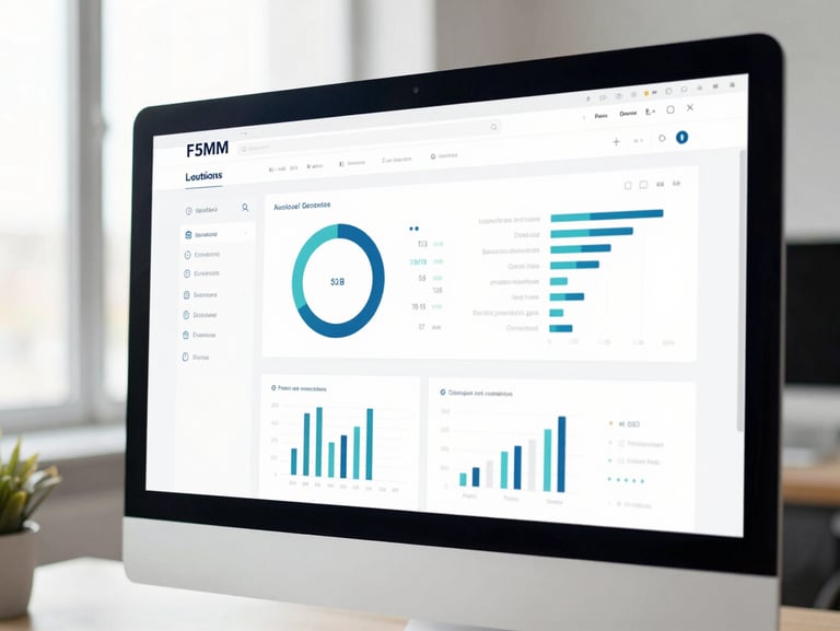 Clean web dashboard interface showing data charts displayed on a desktop monitor, bright natural office lighting