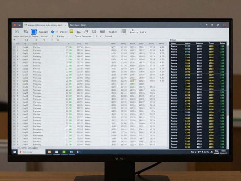 Straight-on screenshot of a high-density logistics dashboard showing bilingual packing lists, auto-mapped Excel columns, and real-time activity logs, neutral studio lighting.