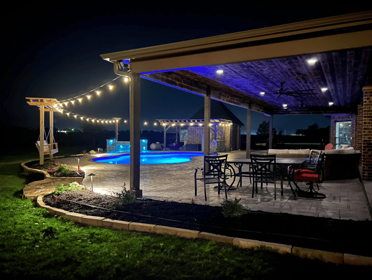 Outdoor Living Space at Night