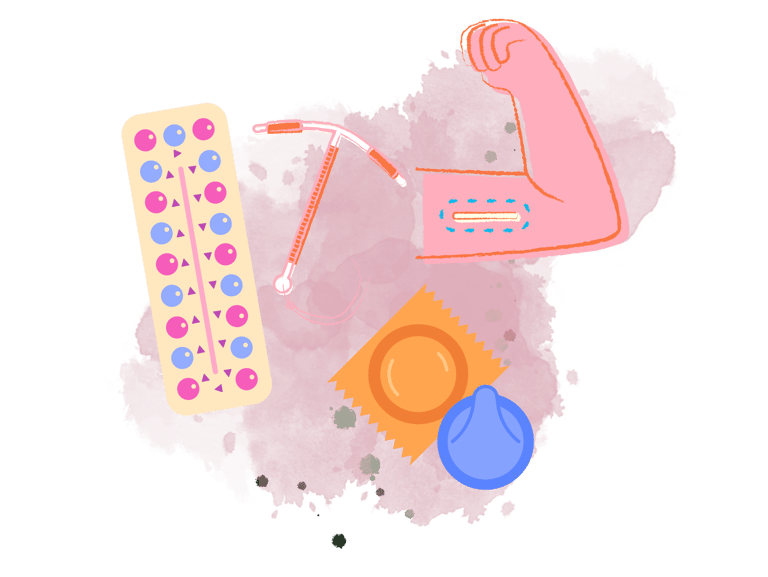 a woman's arm with a condom condom condom building in the background