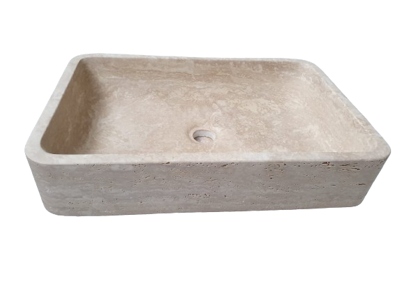 Italian light cream travertine natural stone washbasin