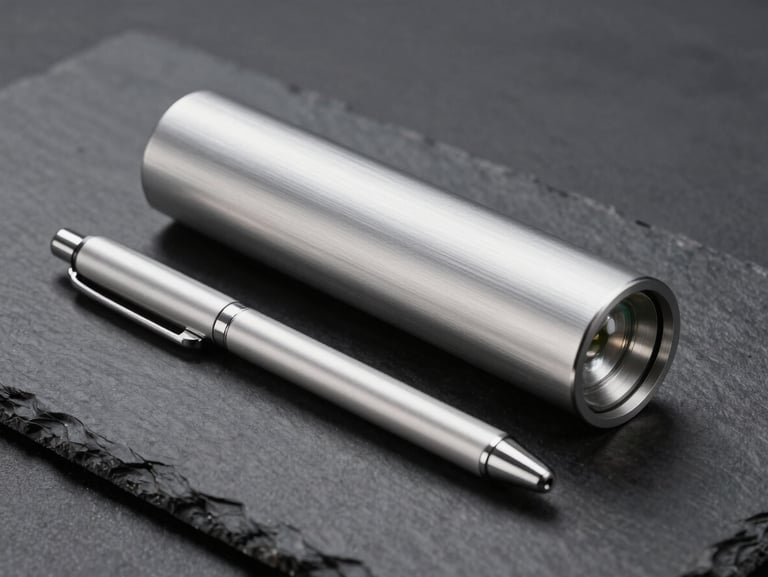 Premium desk accessories and innovative lifestyle gifts crafted from anodized aluminum, designed to elevate executive offices, landscape aspect