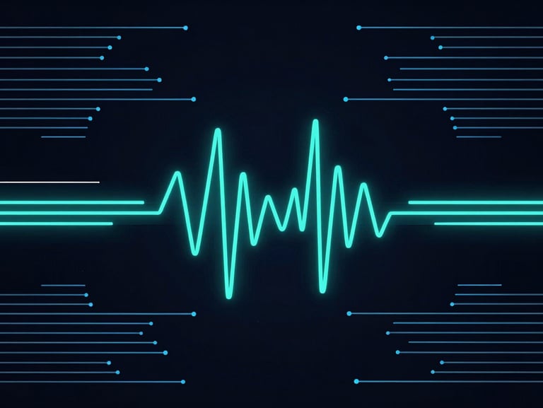 Abstract vector illustration of biometric scanning paths, glowing neon-teal lines on dark background, minimalist geometric tech diagrams