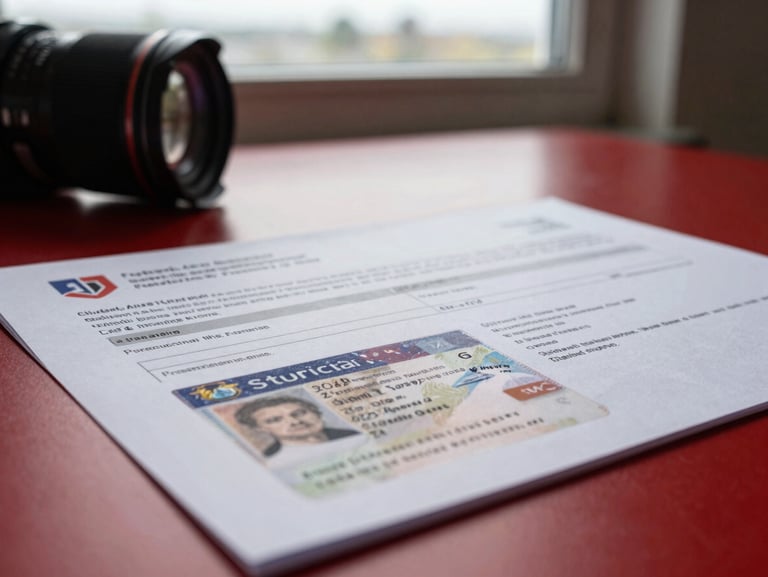 Editorial close-up of a student visa document on a desk, overcast natural light through a window, professional news layout, 35mm lens