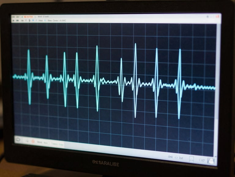 Close-up of a digital oscilloscope screen displaying a perfectly square pulse-reverse waveform with minimal ringing, sharp blue grid lines, high contrast.