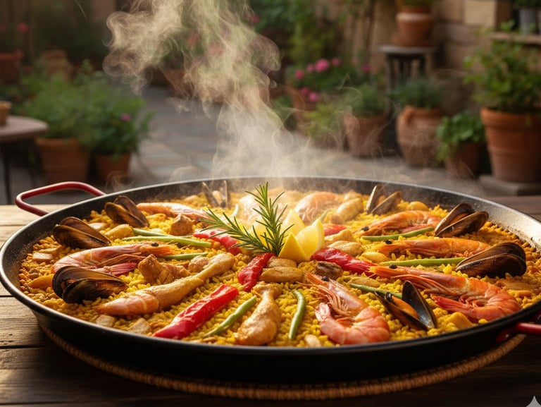 paella asando en una cacerola