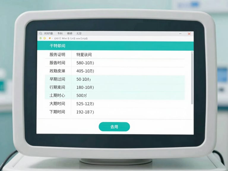 High-fidelity clinical software screenshot showing patient admission workflow, bright sterile lighting, soft teal accents, 35mm