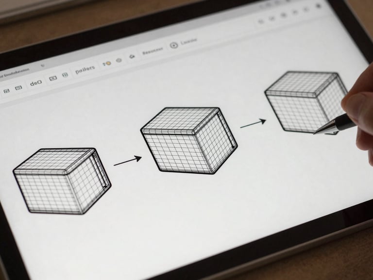 Stylized monochrome wireframe diagram showing a step-by-step digital process from order submission to dashboard delivery, with crisp lines and zero color.