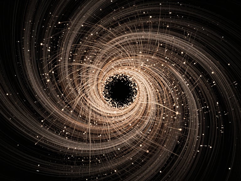 Vector field visualization with thousands of GPU-accelerated particles swirling in a vortex, high contrast