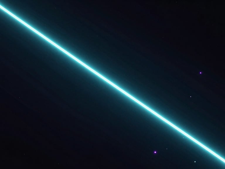 Sleek 3D render of direct carrier routing paths as neon cyan light beams flowing through dark space, isometric perspective