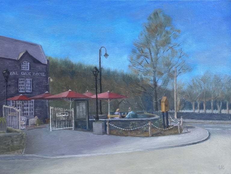 Original oil painting of the Royal Oak Hotel in Betws y Coed in North Wales