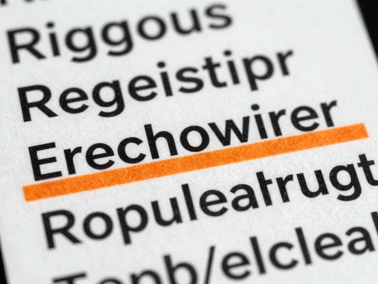 High-fidelity UI close-up showing rigorous typographic hierarchy and a sharp safety orange accent line, stark lighting.