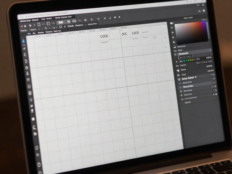 Unembellished screenshot of a digital brand system on a high-resolution display, displaying precise grid lines and typography specs.