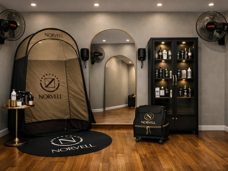 BTan LLC, private spray tan studio in Lexington, KY with Norvell equipment