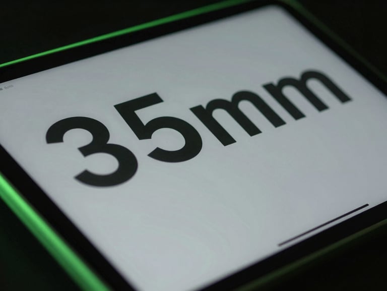 Close-up of a tablet displaying an interactive educational interface with clean typography, soft neon green edge lighting